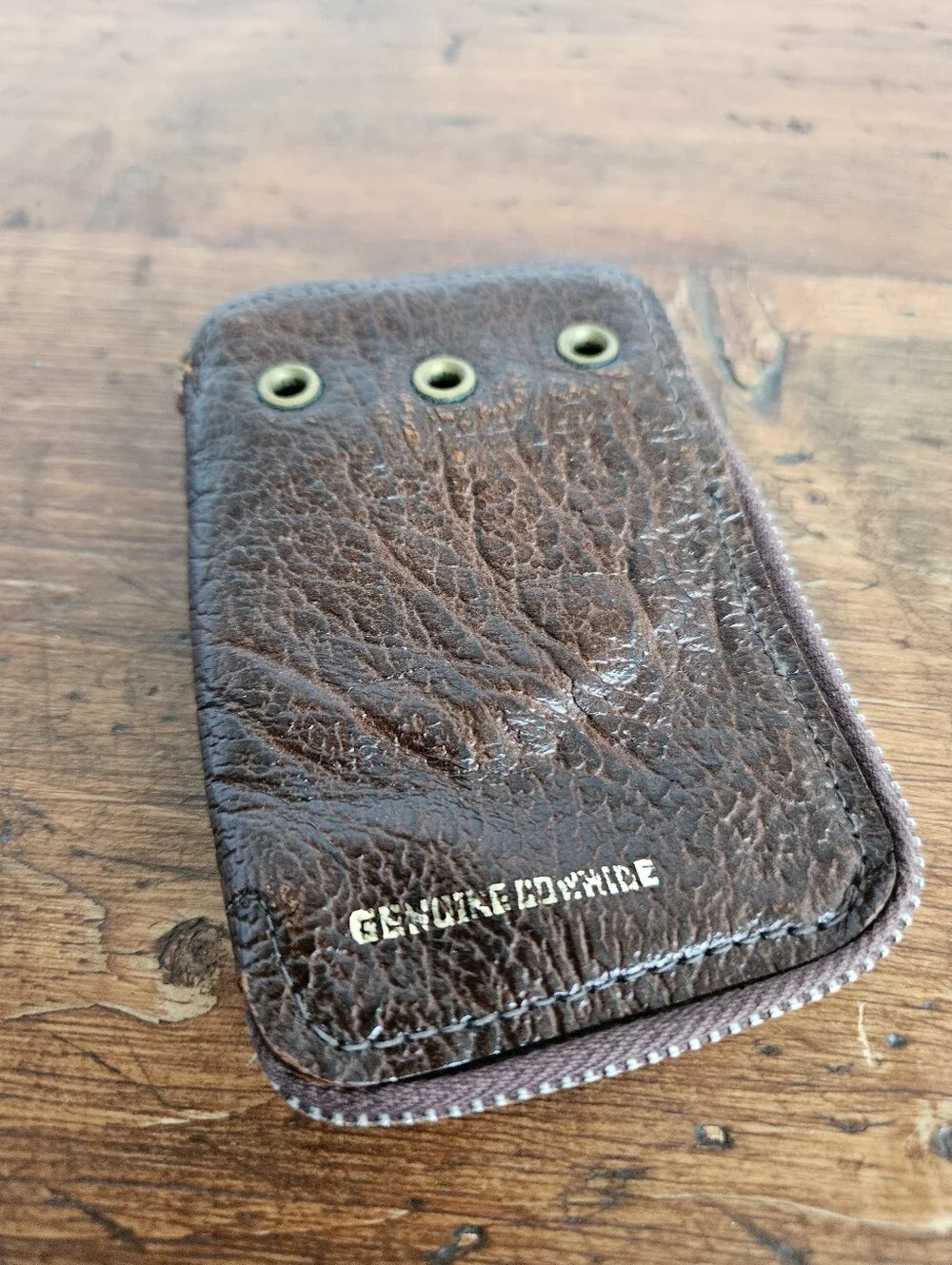 Vintage Leather Key Case With Vintage Luggage Keys Genuine Cowhide Zip Case Keys